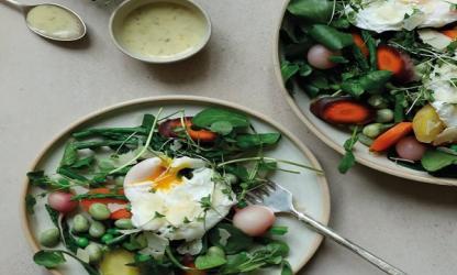 gestoomde voorjaars groente easy salad 